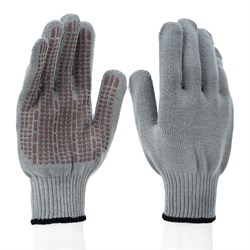 Перчатки трикотажные, акрил, ПВХ гель, "Протектор", серая туча, оверлок Сибртех 19011