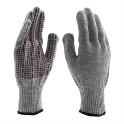 Перчатки трикотажные, акрил, ПВХ гель, "Протектор", серое мулине, оверлок Сибртех 19013