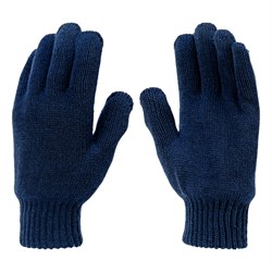 Перчатки трикотажные, акрил, двойные, синий, двойная манжета Сибртех 19023