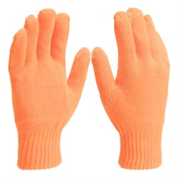 Перчатки трикотажные, акрил, двойные, оранжевый, двойная манжета Сибртех 19035