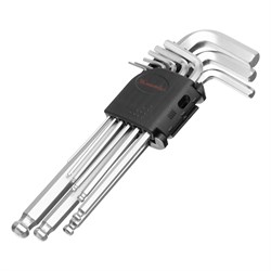 Набор ключей имбусовых HEX, 1.5-10 мм, CrV, 9 шт, удлиненные, сатин, с шаром Matrix 14990