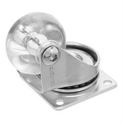 Колесо ПУ прозрачное поворотное d-35 мм, крепление платформенное Сибртех 19322