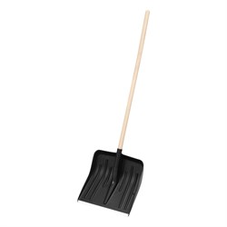 Лопата для уборки снега пластиковая, 420 х 425 х 1550 мм, деревянный черенок, Сибртех 19371