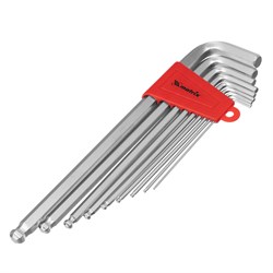 Набор ключей имбусовых HEX, 1.5-10 мм, CrV, 9 шт, экстра-длинные, c шаром, сатин Matrix 15001