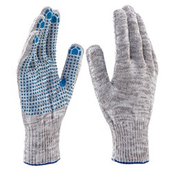 Перчатка х/б, ПВХ покрытие, "Точка", серый меланж, 10 класс 19563