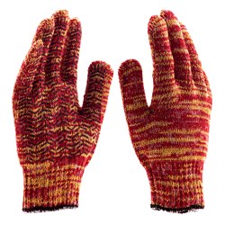 Перчатки трикотажные усиленные, гелевое ПВХ-покрытие, 7 класс, красно-желтый меланж Сибртех 19568