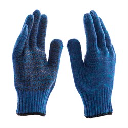 Перчатки трикотажные усиленные, гелевое ПВХ-покрытие, 7 класс, синие Сибртех 19569