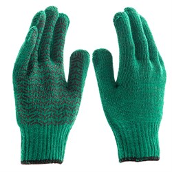 Перчатки трикотажные усиленные, гелевое ПВХ-покрытие, 7 класс, зеленые Сибртех 19570