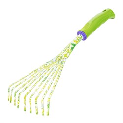 Грабли веерные 9 - зубые, 130 х 415 мм, стальные, пластиковая рукоятка, Flower Green, Palisad 19581
