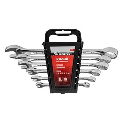 Набор ключей комбинированных, 6-17 мм, 6 шт, CrV, полированный хром Matrix 15095