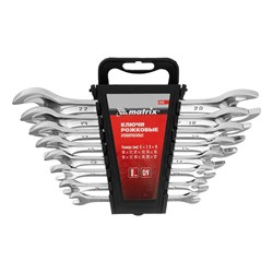 Набор ключей рожковых 8 шт, 6-22мм, CrV, Elliptical, зеркальное хромирование Matrix 15283