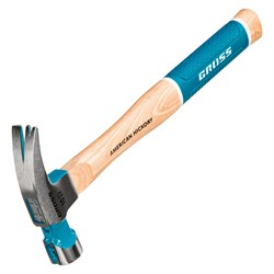 Молоток-гвоздодер, 280 г, угол 75, магнит, обрезиненная рукоятка American hickory GROSS 15503