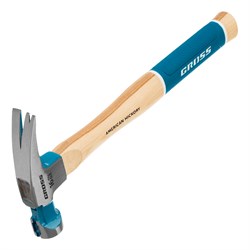 Молоток-гвоздодер, 450 г, угол 75, магнит, обрезиненная рукоятка American hickory GROSS 15504