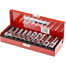 Набор торцевых головок 1/2", головки 10 - 22 мм, удлиненные, 10 предметов Matrix 15518