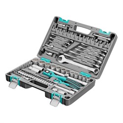 Набор инструментов 1/2", 1/4", CrV, 12 гранные головки, пластиковый кейс, 82 предмета Stels 15544