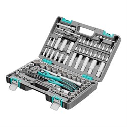 Набор инструментов 1/2", 1/4", CrV, 12 гранные головки, пластиковый кейс, 109 предмета Stels 15546