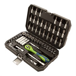 Набор инструментов 56 предметов, CrV, 1/4" Сибртех 15572