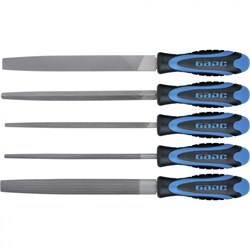 Набор напильников 200 мм, 5 шт, двухкомпонентная рукоятка Барс 15591