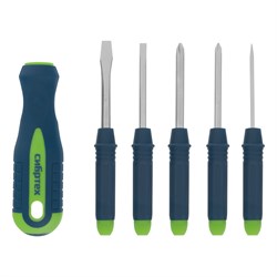 Отвертка со сменными насадками, 5 шт, CrV Сибртех 15686