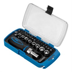 Отвертка реверсивная с набором бит и торцевыми головками, 41 шт Барс 15838