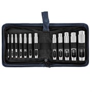 Набор пробойников для кожи 3 4 5 6 7 8 9 10 12 14 16 19 мм, 12 шт, чехол Сибртех 15910