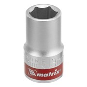 Головка торцевая, 13 мм, шестигранная, CrV, под квадрат 1/2, хромированная Matrix 14687