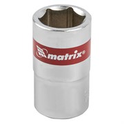 Головка торцевая, 15 мм, шестигранная, CrV, под квадрат 1/2, хромированная Matrix 14689