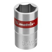 Головка торцевая, 16 мм, шестигранная, CrV, под квадрат 1/2, хромированная Matrix 14690