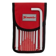 Набор ключей имбусовых HEX, 1.5-12 мм, CrV, 10 шт, удлиненных, шарообразный наконечник, с сатинированным покрытием, чехол Matrix 16127