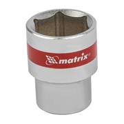 Головка торцевая, 22 мм, шестигранная, CrV, под квадрат 1/2, хромированная Matrix 14696