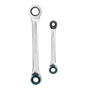 Набор ключей накидных с трещоткой, 8-19 мм, 2 шт, многоразмерные, реверсивные, CrV Gross 16207