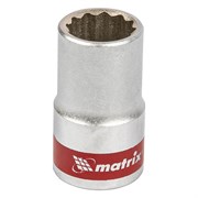Головка торцевая, 14 мм, двенадцатигранная, CrV, под квадрат 1/2, хромированная Matrix 14708