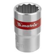 Головка торцевая, 17 мм, двенадцатигранная, CrV, под квадрат 1/2, хромированная Matrix 14713