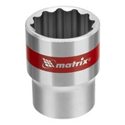 Головка торцевая, 22 мм, двенадцатигранная, CrV, под квадрат 1/2, хромированная Matrix 14719