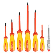 Набор диэлектрических отверток 7 шт, до 1000 В, пробник электрический до 250 В, двухкомпонентные рукоятки Matrix Professional 16312