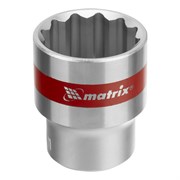Головка торцевая, 24 мм, двенадцатигранная, CrV, под квадрат 1/2, хромированная Matrix 14722