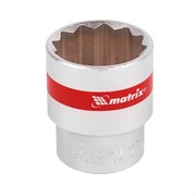 Головка торцевая, 27 мм, двенадцатигранная, CrV, под квадрат 1/2, хромированная Matrix 14724