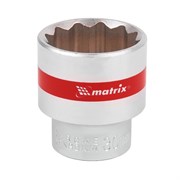 Головка торцевая, 30 мм, двенадцатигранная, CrV, под квадрат 1/2, хромированная Matrix 14726