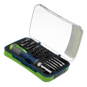 Отвертка реверсивная с набором бит и торцевыми головками, 35 шт, CrV Сибртех 16366