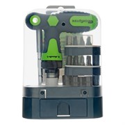 Отвертка Т-образная реверсивная с набором бит, торцевых головок, 33 предмета, CrV Сибртех 16368