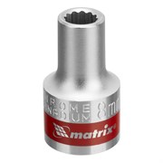 Головка торцевая, 8 мм, двенадцатигранная, CrV, под квадрат 1/2, хромированная Matrix 14730