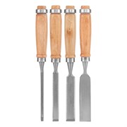 Набор долот-стамесок, 6-12-18-24 мм, плоских, деревянные рукоятки Sparta 16651