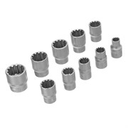 Набор универсальных торцевых головок, 3/8, SpLine, CrV, 10 шт, 8-19 мм Stels 14750