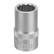 Головка торцевая, 14 мм, двенадцатигранная, CrV, под квадрат 1/2, хромированная Stels 14758