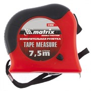 Рулетка Double fixation,7,5 м х 25 мм,обрезиненный корпус,двойная плавная фиксация Matrix 16813