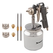 Краскораспылитель пневматический с нижним бачком V 0.75 л, сопло D 1.2, 1.5 и 1.8 мм Matrix 17259