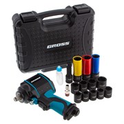 Гайковерт пневматический ударный G985K2, 1/2, 610Нм 9000 об/мин, с набором 17 предметов Gross 17505