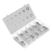 Набор шайб и гроверов, D шайб: 3, 4, 5, 6, 8, 10 мм D гроверов: 3, 4, 5, 6, 8, 10 мм, 350 предметов Сибртех 17802