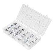 Набор гаек М4, М5, М6, М8, М10, М12, самоконтрящиеся, с Нейлоновой вставкой, 146 предметов Сибртех 18148