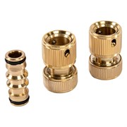 Набор для подключения шланга 1/2, переходник, 2 соединителя, аквастоп, латунный Palisad 18287